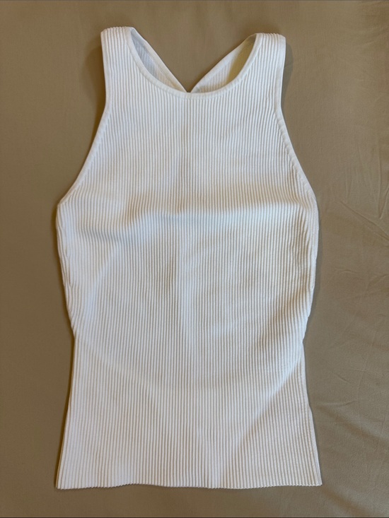 Aritzia Tops - Aritzia Sculpt Knit White Ribbed High-Neck Tank